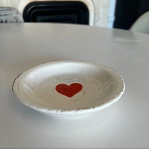 BRAND NEW Small ceramic tray with red heart in center